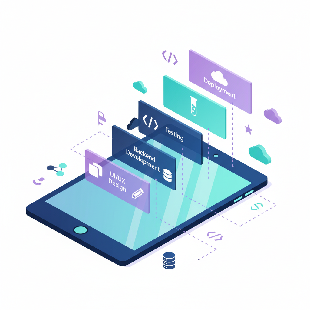 undefined Visual breakdown of app development costs showing different price factors and complexity levels