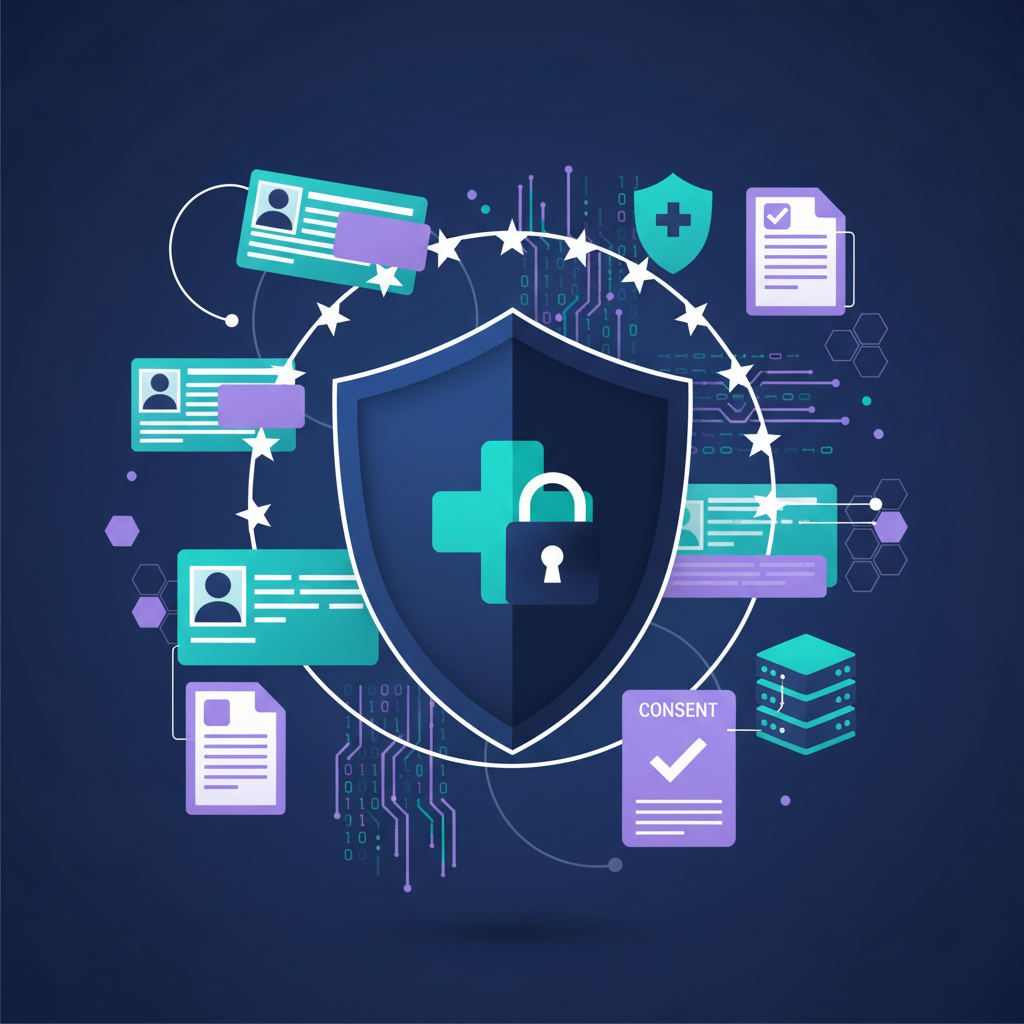 undefined GDPR compliance and medical data protection illustration