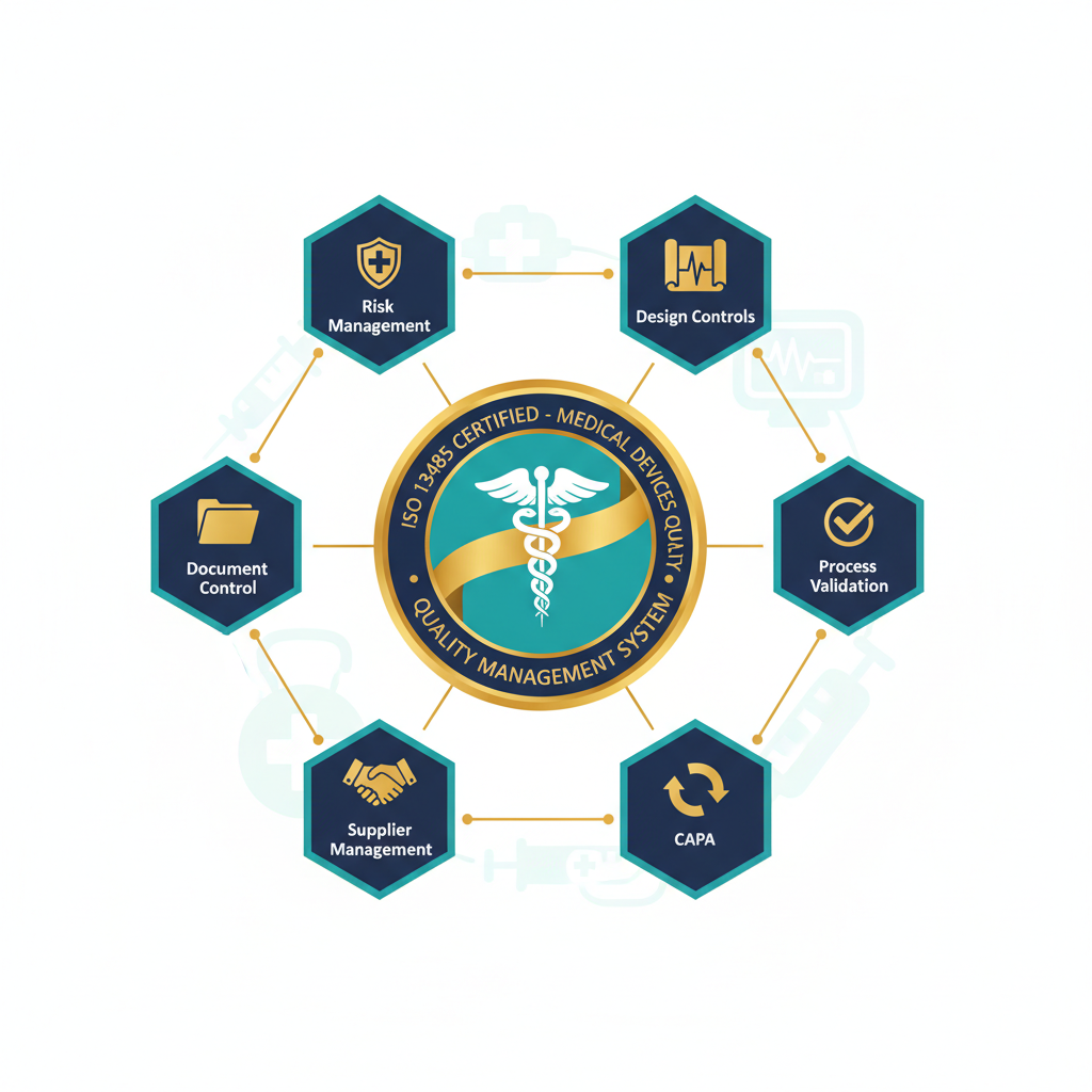 undefined ISO 13485 quality management system illustration for life science software development